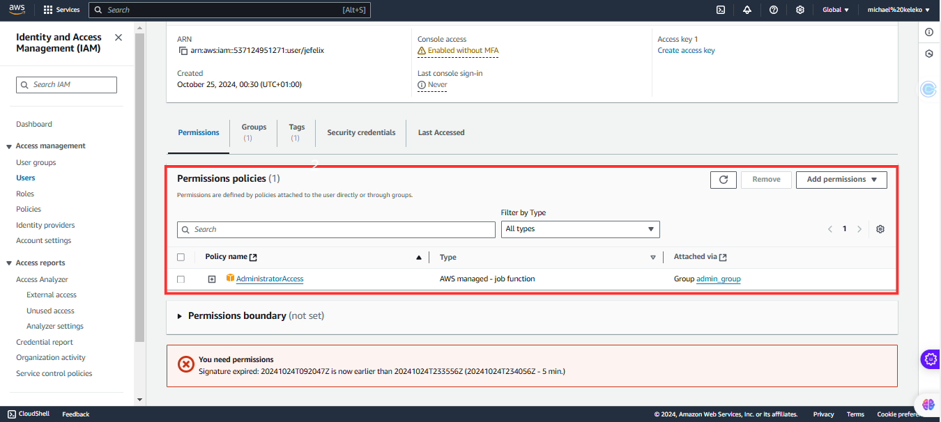 AWS IAM Users Permissions Policies