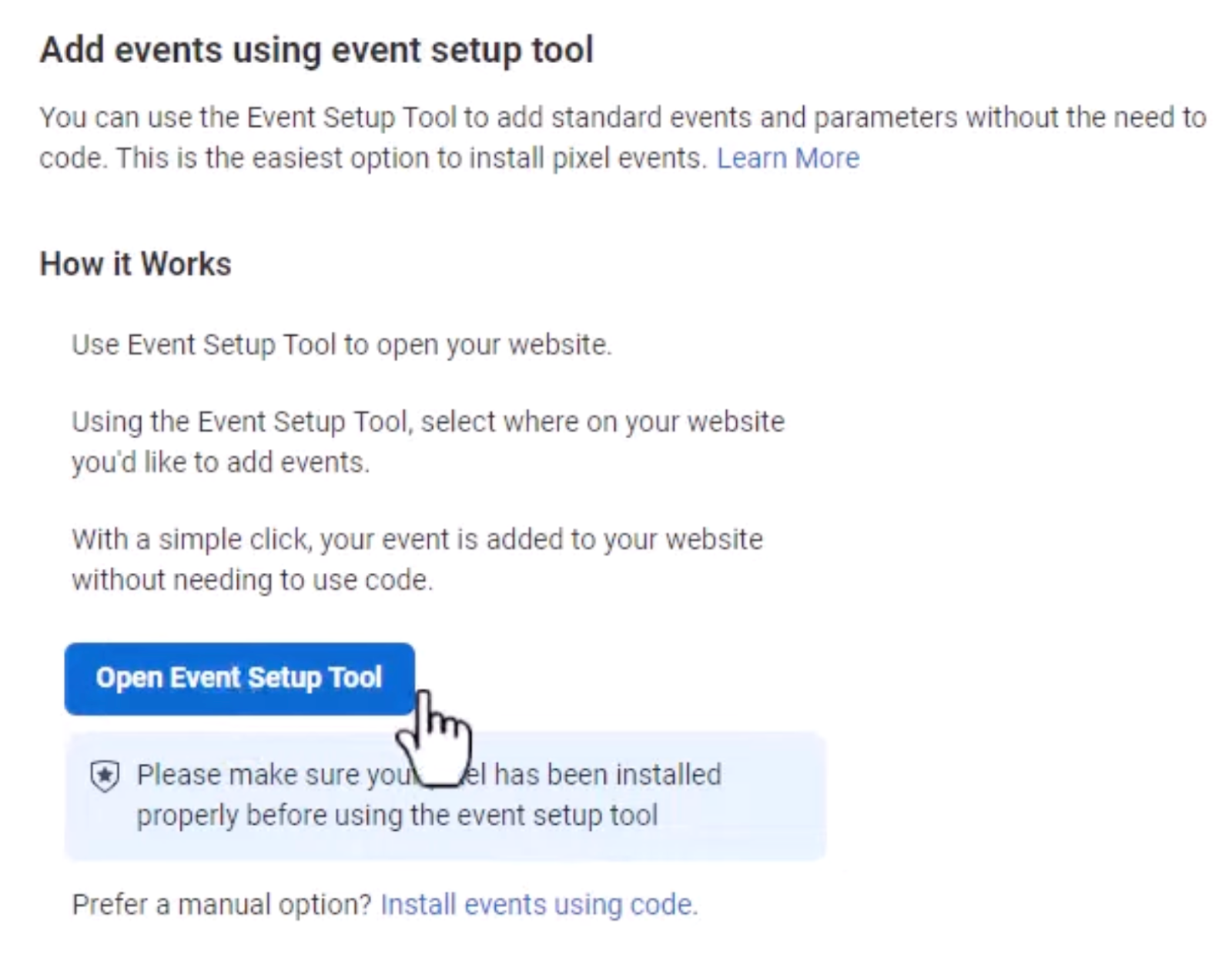 The Event Setup Tool button