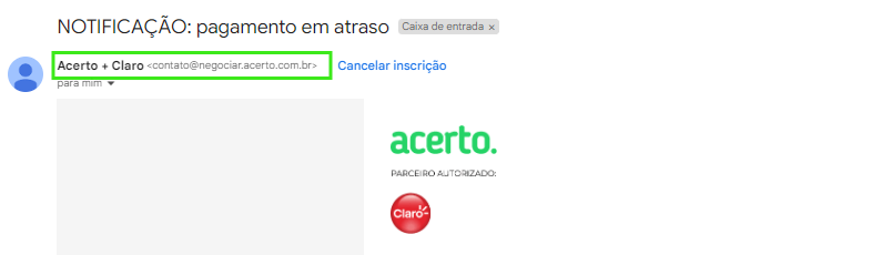 Print mostrando como identificar um email institucional.