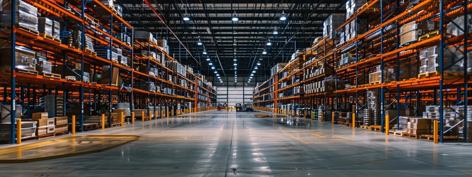 a well-organized industrial warehouse showcases penco shelving systems, featuring sleek, modular storage designs that maximize vertical space with high-density metal racks, all under bright, focused warehouse lighting, emphasizing efficiency and accessibility.