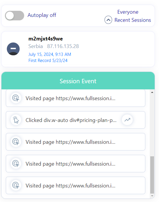 FullSession session event details 