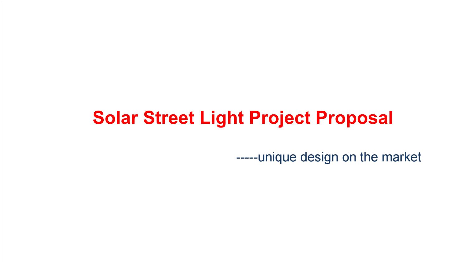 Solar Street Light Project Proposal for any organisation