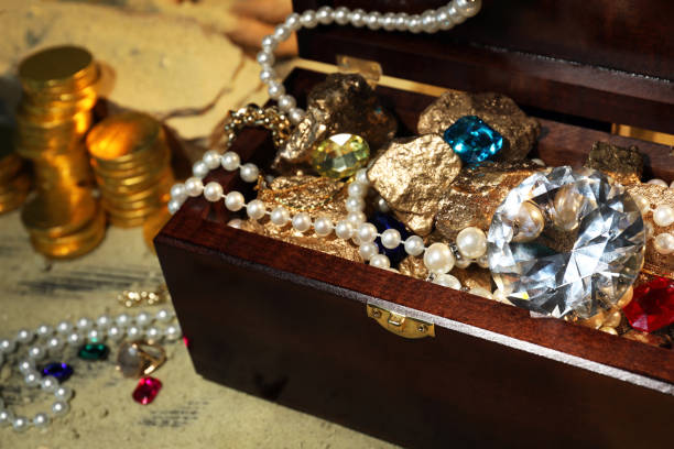 chest  including burial crowns and jewels