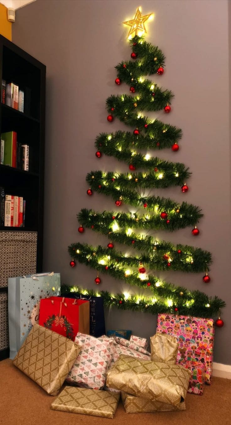 Space-Saving Wall-Mounted Christmas Tree