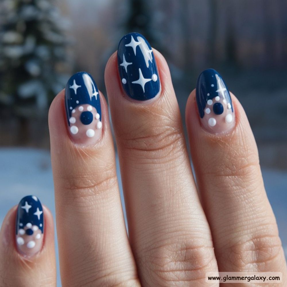 Dark Winter Nails having Celestial Winter Nails
