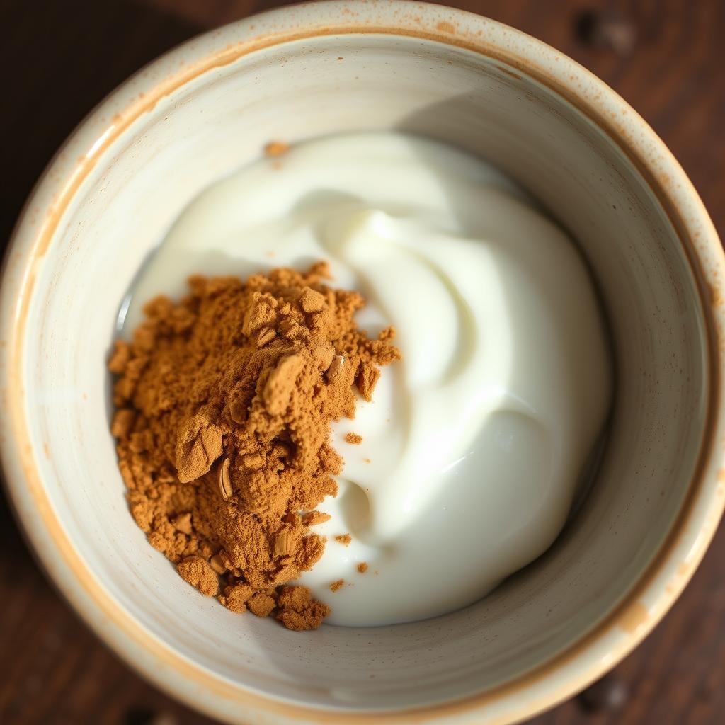 Bowl of sandalwood powder mixed with yogurt