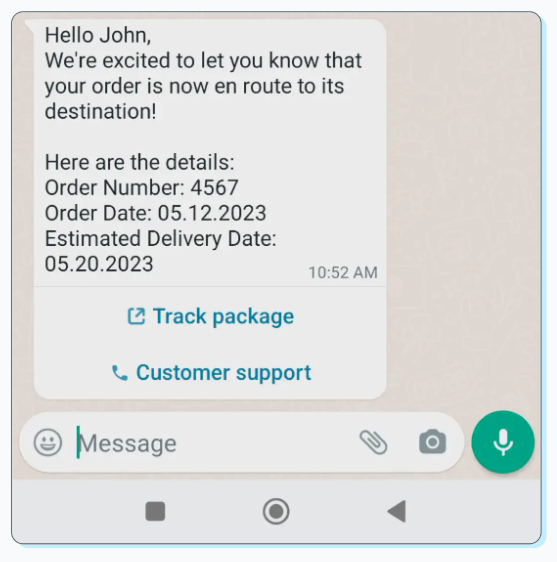  Shipment tracking and status updates using whatsapp