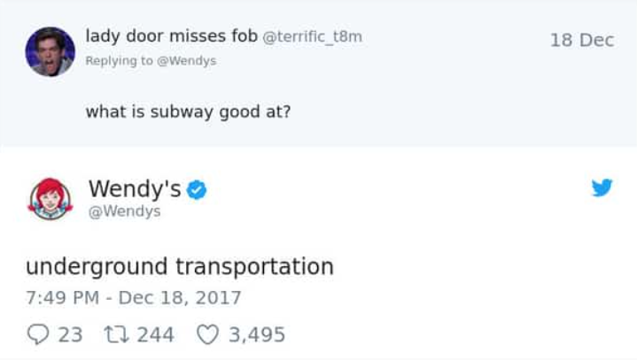 social media competitor analysis - Wendy's Twitter post