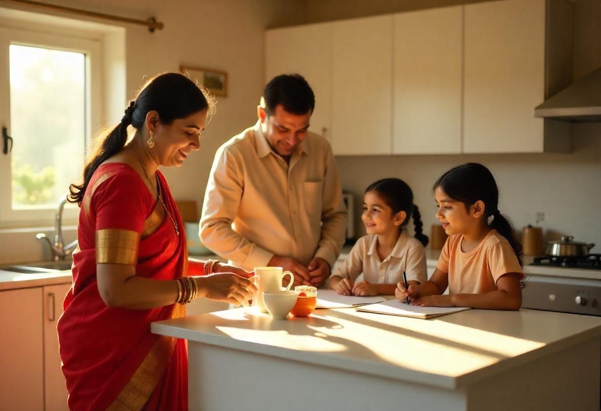 Happy Bangalore family enjoying their premium kitchen designed by Elegante Interiors, showcasing lasting quality and functionality