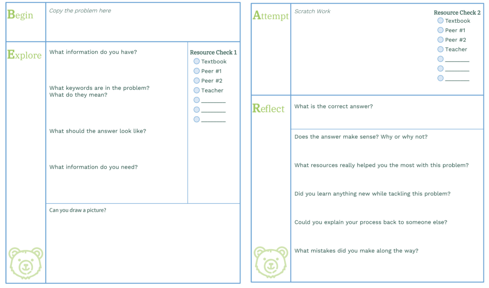 Math worksheet double sided