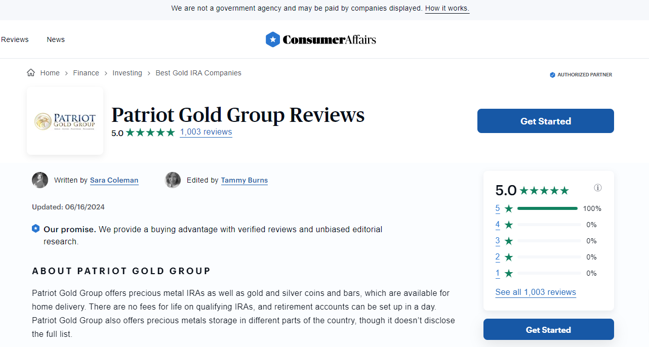 Patriot Gold Group complaints and reviews