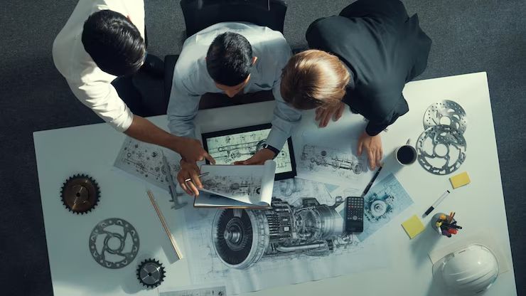 Technical drawing and schematic view