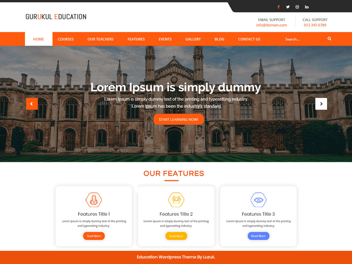 Gurukul Education WordPress Theme