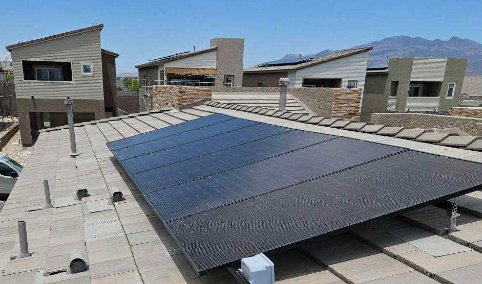 Roofing and solar on Las Vegas home - installed by Cooper Roofing & Solar