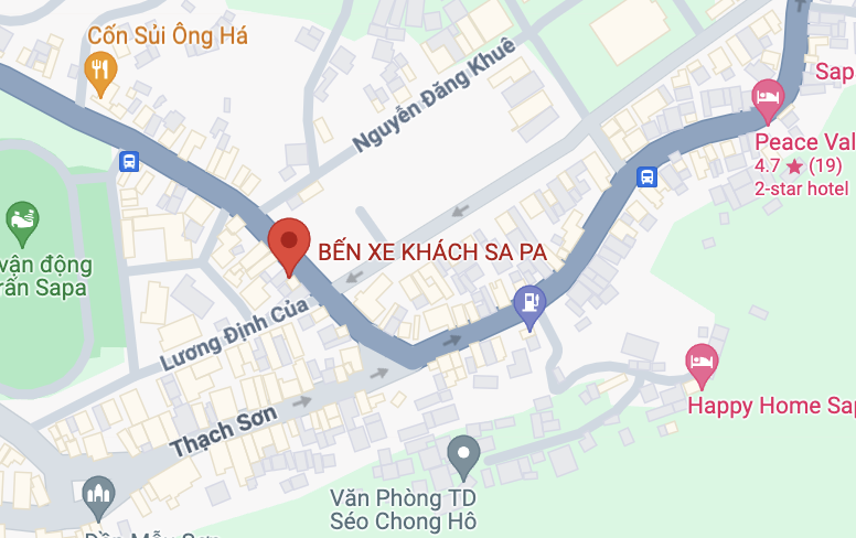 điểm đón trả khách của nhà xe hà sơn: bến xe sapa