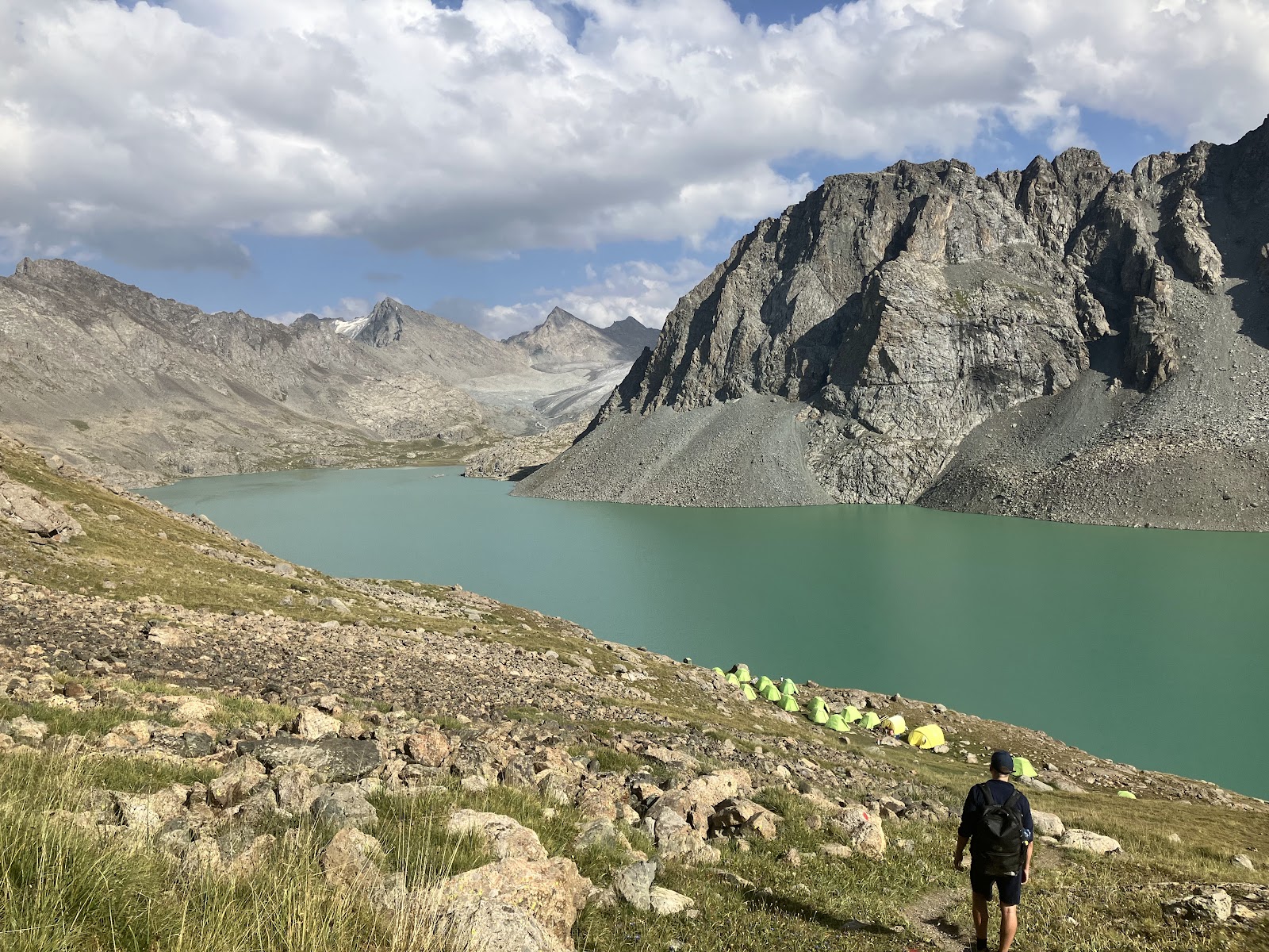 Ala Kul Trek in Kyrgyzstan | Panoramic view of Ala Kul Lake with mountains 