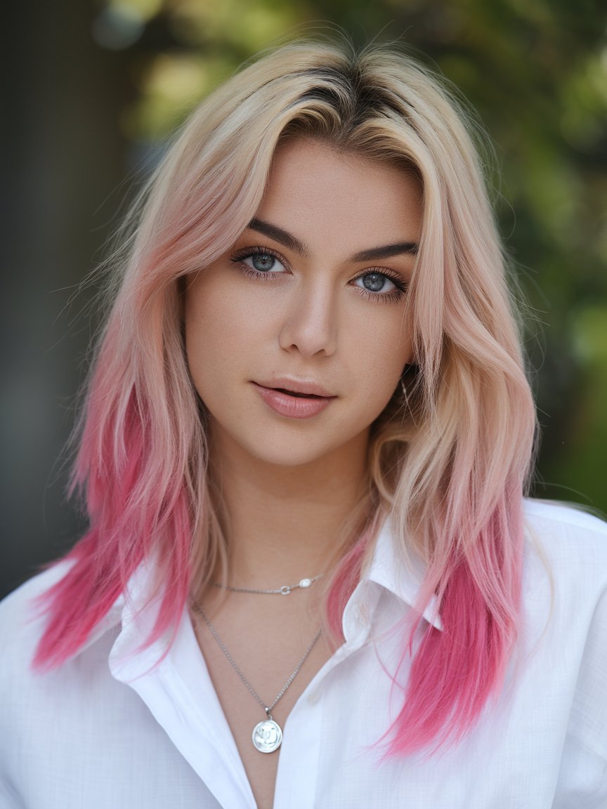 2. Blonde Hair with Pink Tips