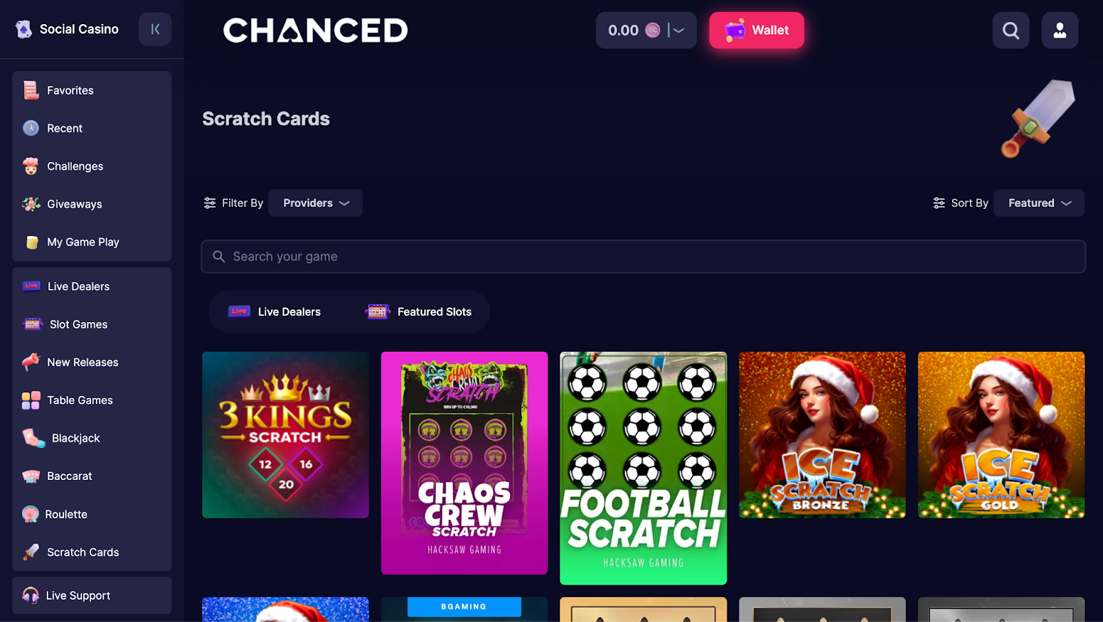 Chanced Casino Scratch Cards