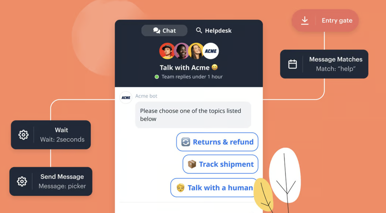 Crisp offers both live chat and chatbot functionalities