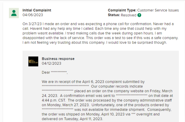 First Fidelity Reserve complaint 1