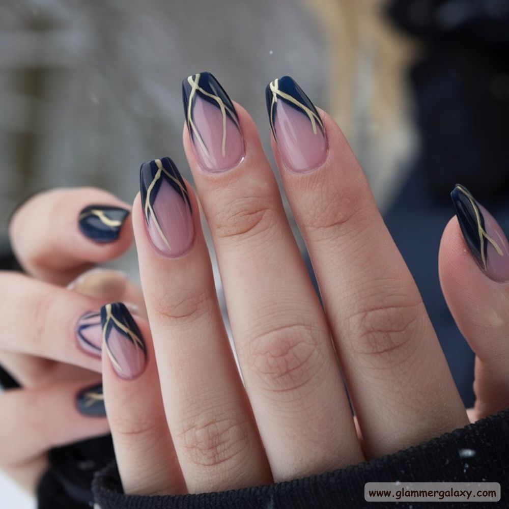 Dark Winter Nails having Timeless Winter Elegance
