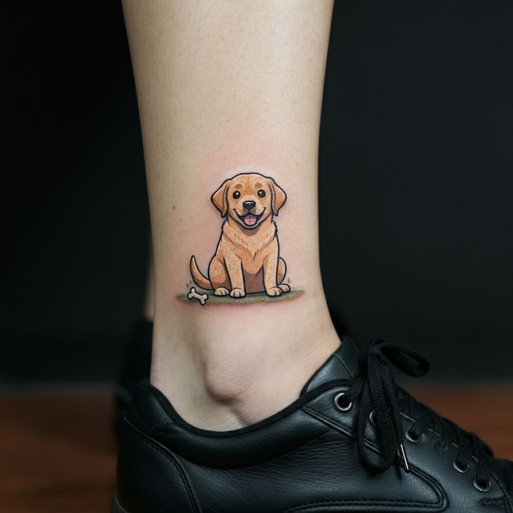 Cartoon-Style Labrador Tattoo