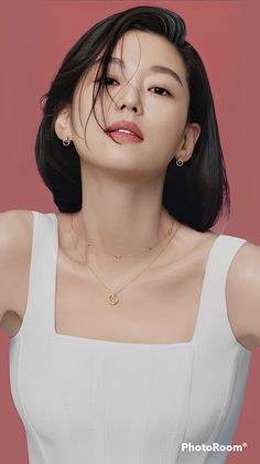 This contains an image of: Jun Ji Hyun wearing a white dress 