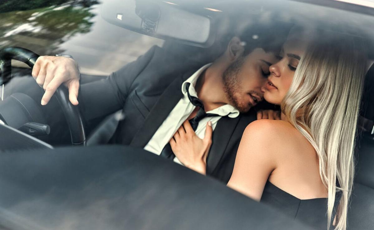 couple on car