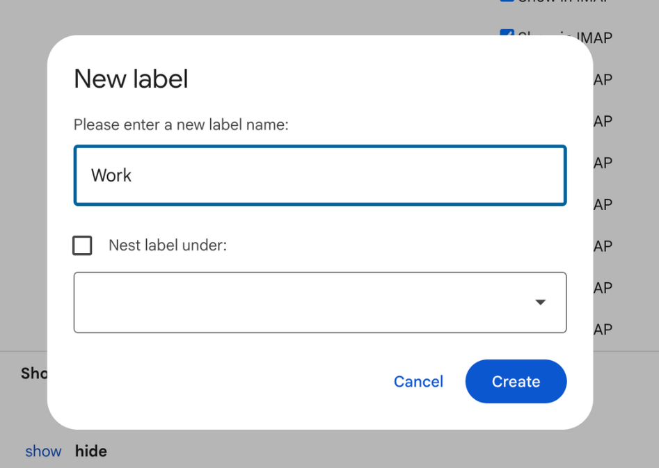 Creating a new label