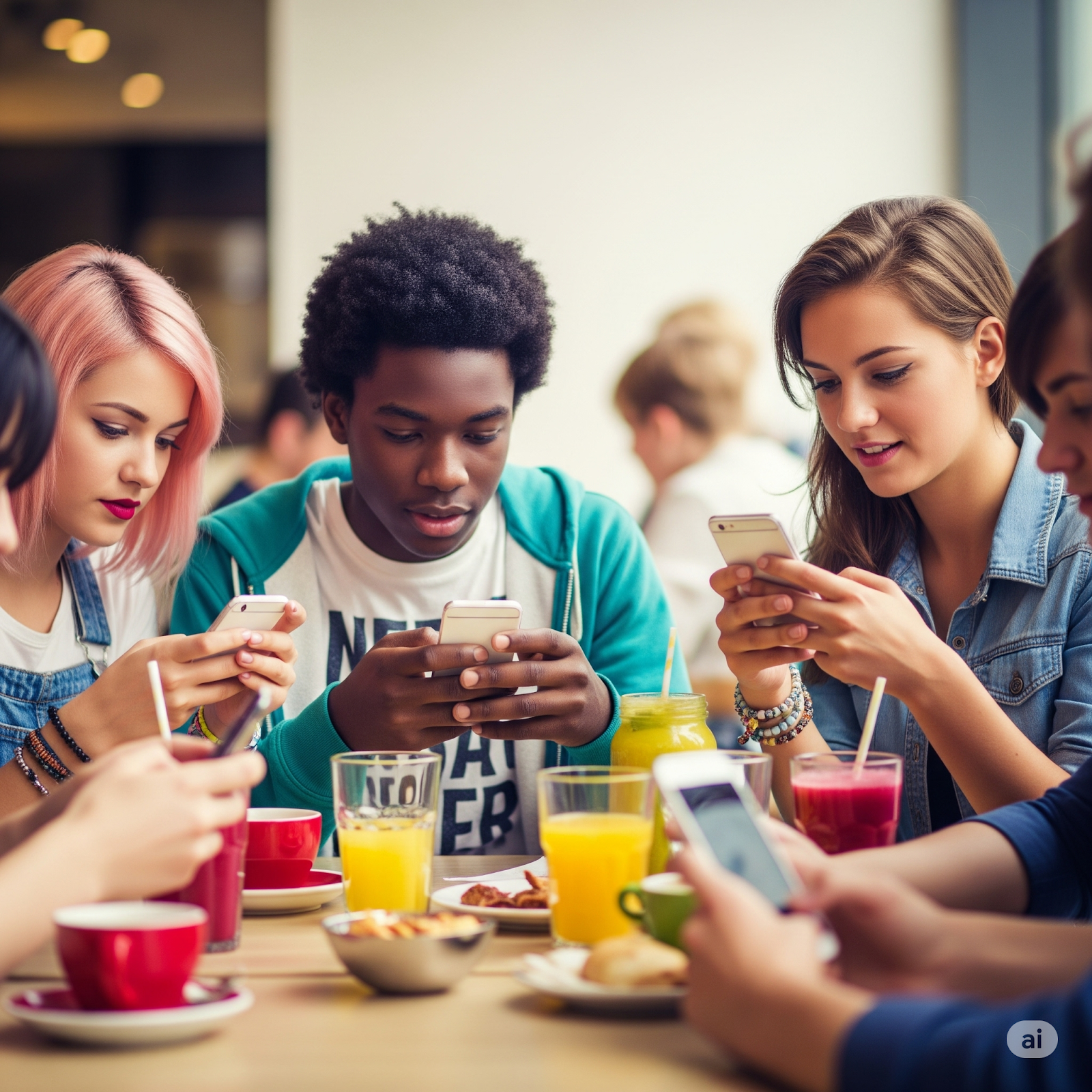  Young fans on phones reacting to celebrity legal news.