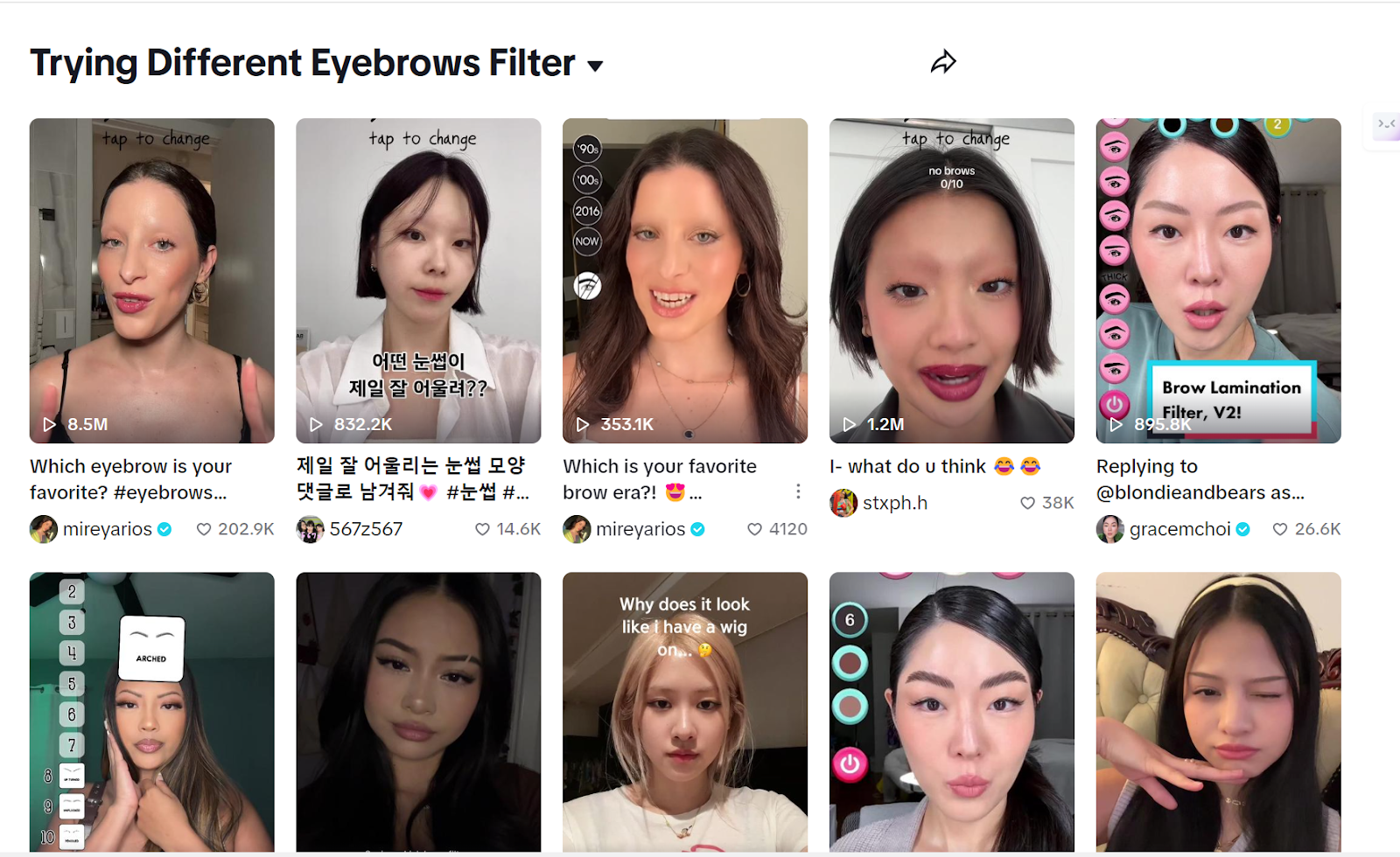 tiktok eyebrow filter