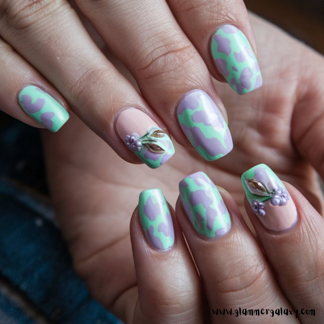 Cow Print Nails with Artistic Flair