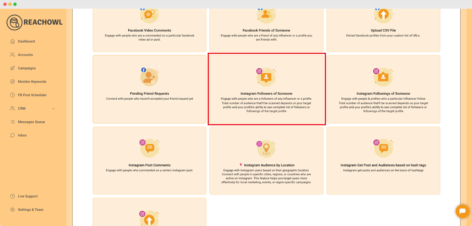 reachowl dashboard