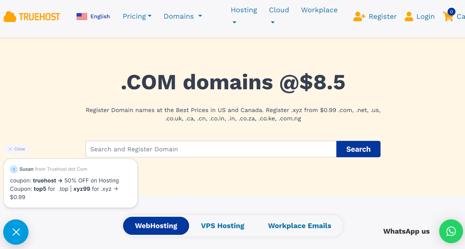 truehost domain names