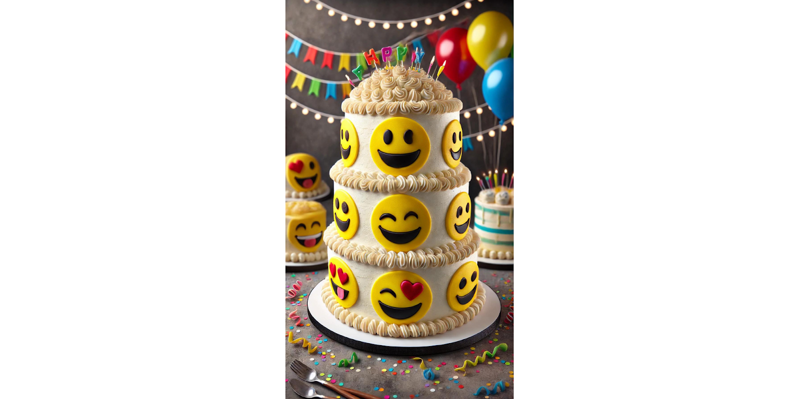 3. Multi-Tiered Smiley Cake Design