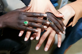 Models nails backstage at Proenza Schouler