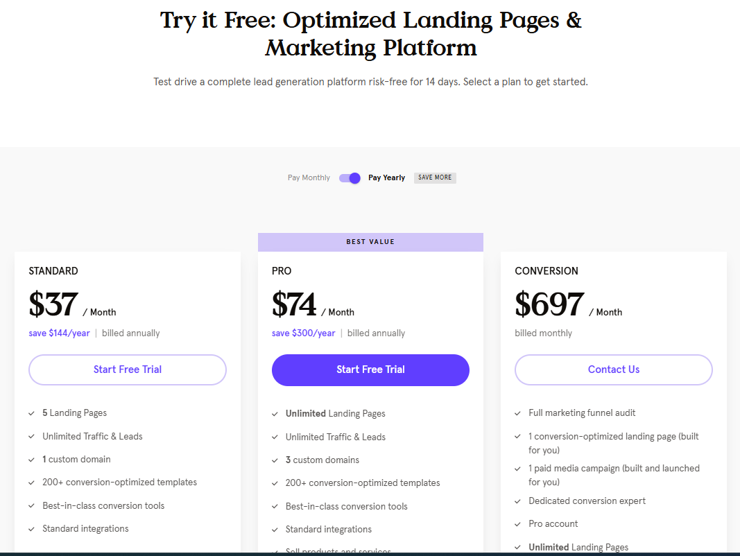 Screenshot of Leadpages discount offers
