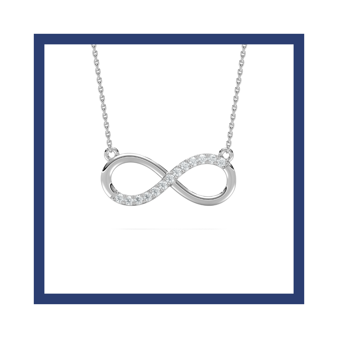 Infinity Shape Diamond Women Pendant in White Gold.