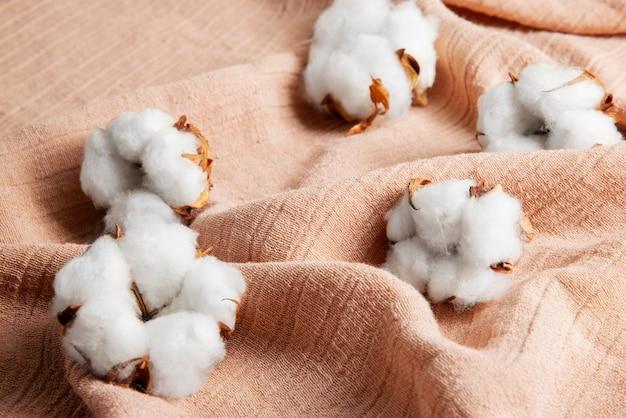 Cotton flowers on a cloth