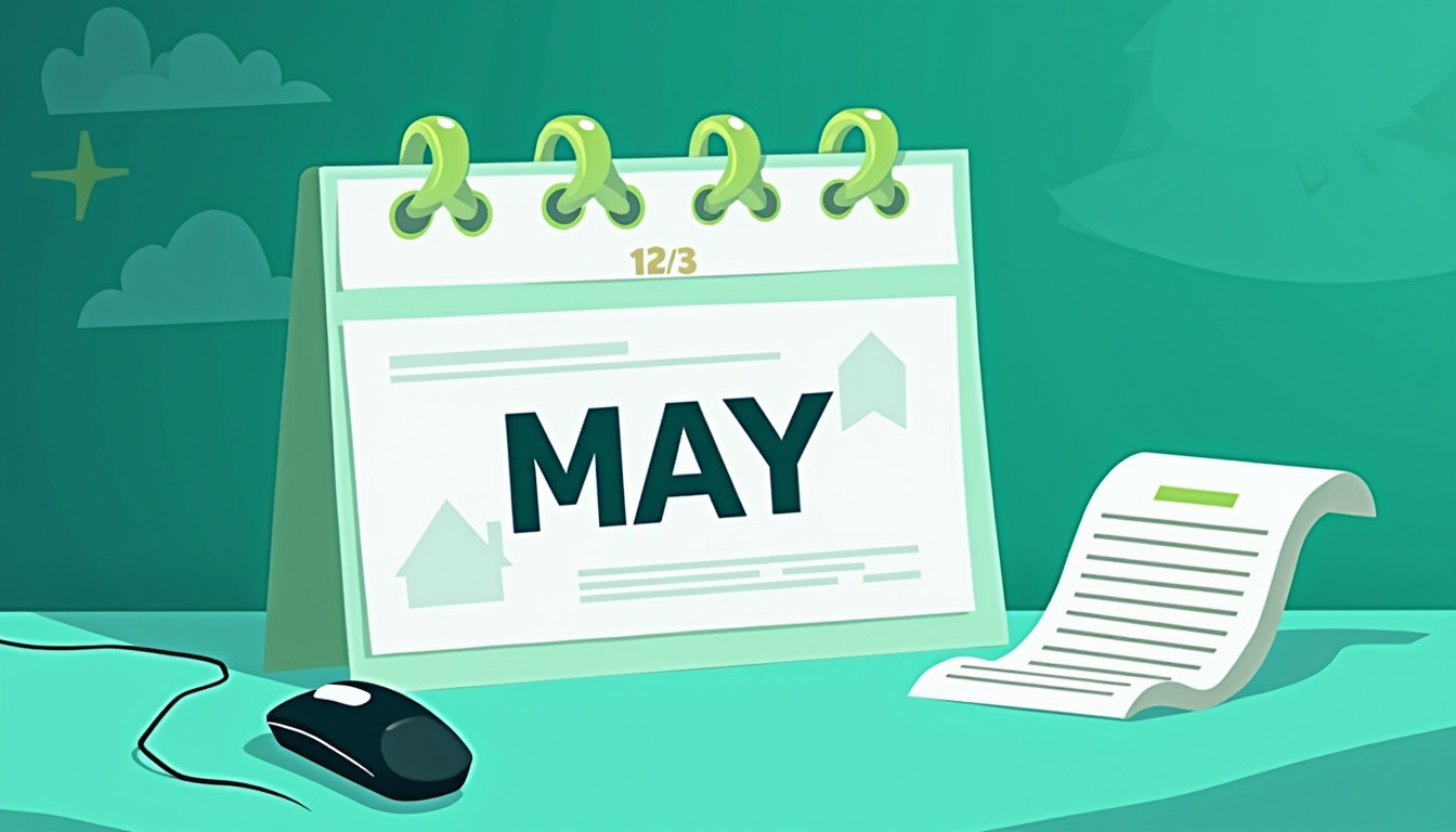 Calendar showing Texas property tax protest deadline in May with notice