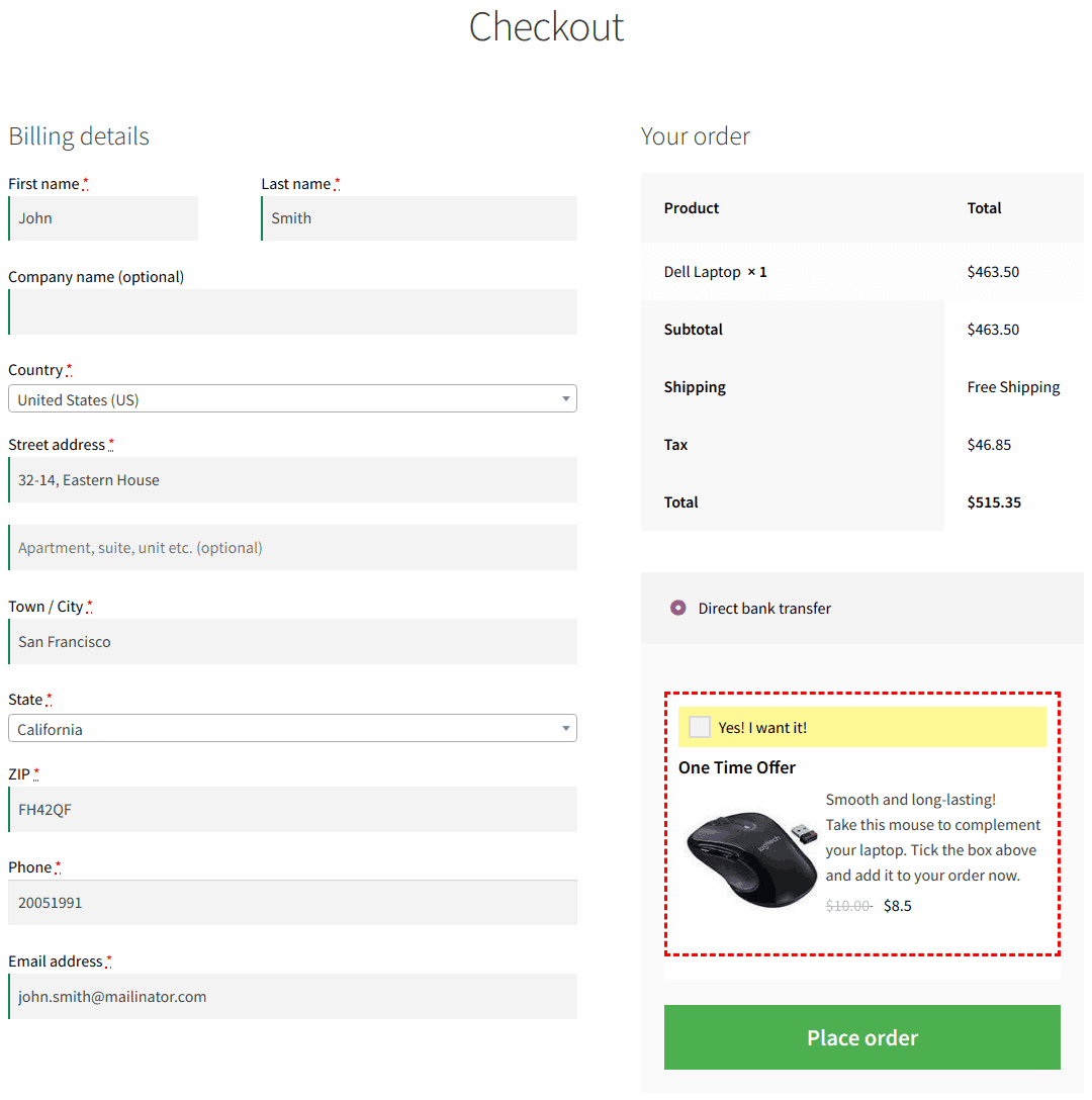 WooCommerce One Page Checkout and Upsells