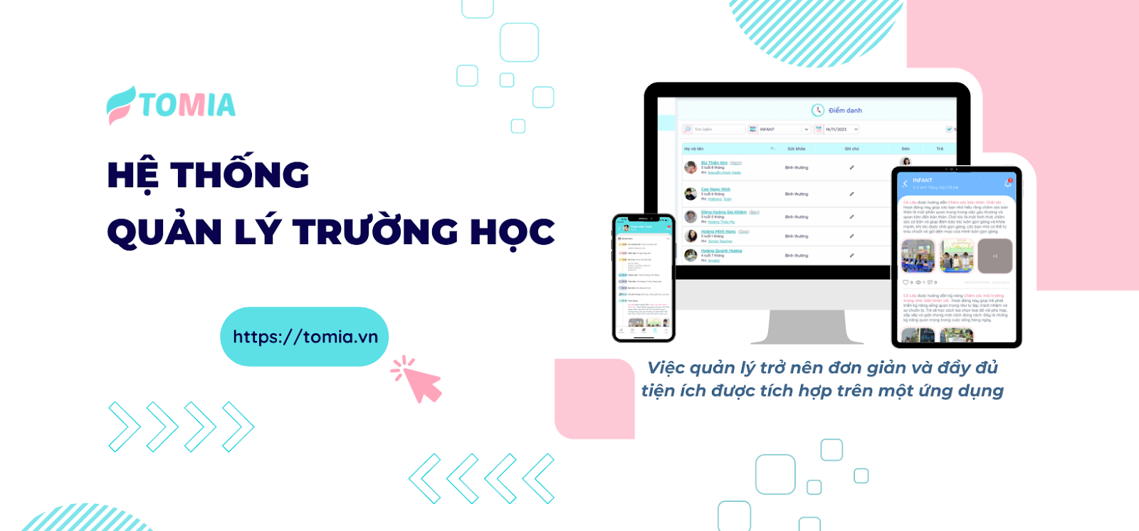 phần mềm quản lý trường mầm non tốt hiện đại Tomia
