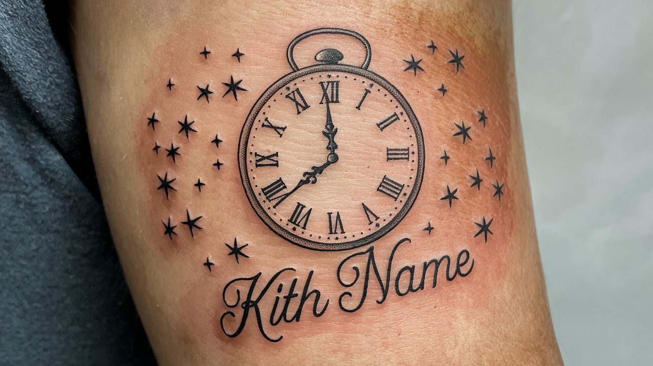 Birth Clock with Kid’s Name Tattoo