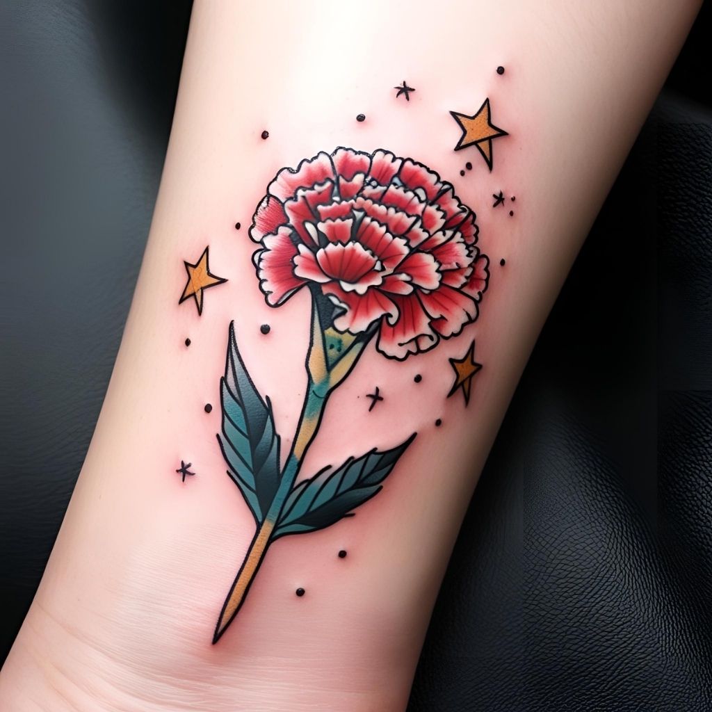 Carnation with Stars Tattoo