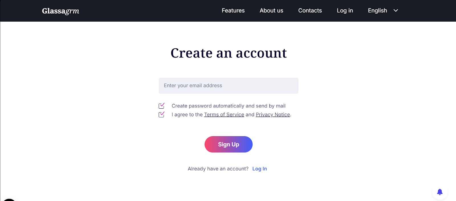 create your account - step-by-step guide how to use Glassagrm