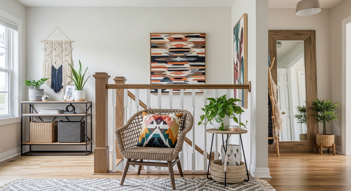 boho stair landing