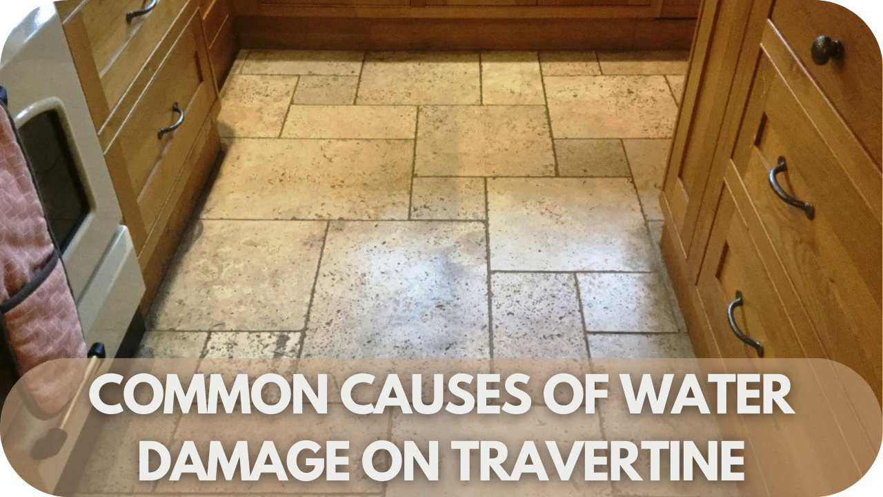 Water stains on travertine tile.