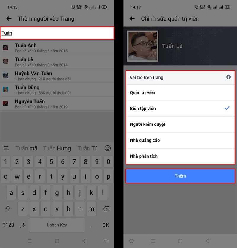 thêm quản trị viên vào Page Facebook