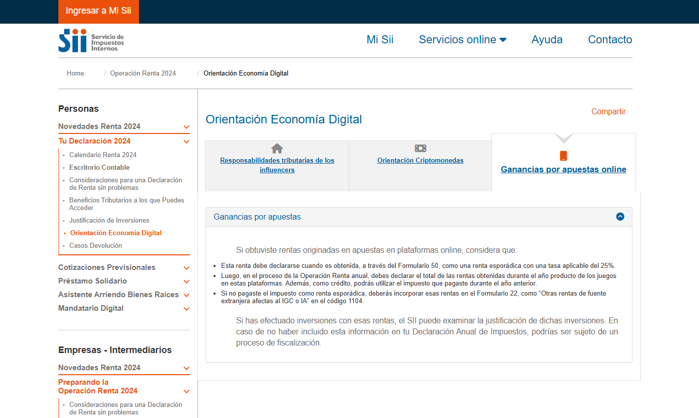 Servicio de Impuestos Internos (SII) Orientación 