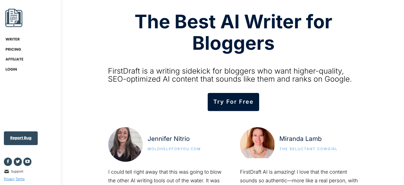 first draft ai is the best ai writer for bloggers